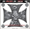 Наклейка на бак мотоцикла LETHAL THREAT GRAY SKULL CROSS
