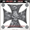 Наклейка на бак мотоцикла LETHAL THREAT GRAY SKULL CROSS